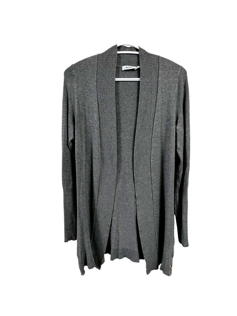 Lightweight Gray Cardigan with Grommet Detailing